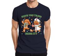 Christmas Gingerbread Nurse Cookie Have You Tried Icing It Men's T-Shirt, navy, S