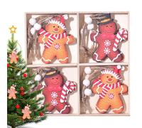 Christmas Gingerbread Ornaments, 12 Pack Assorted Ginger Man Wooden Figurine With Strings, HangingXmas Gingerbread Ornaments, Wooden Gingerbread Man Ornaments For Holiday Party Decoration