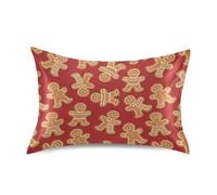 Christmas Gingerbread Pillow Covers Silk Pillowcase for Hair and Skin Soft Smooth Breathable Cooling Satin Pillowcase Standard Size Pillow Case for Sleeping Women Girls Boys Room (20x30 Inch)