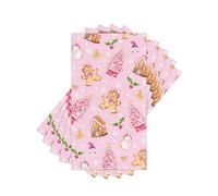 Christmas Gingerbread Pink Paper Napkins Disposable 40PCS | Decorative Snowflake Printed Dinner Napkins; Guest Hand Towels for Bathroom, Party, Table Decor; 2-Ply; Folded 4.3 x 7.9 In.