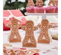 Christmas Gingerbread Place Cards - Brown Holiday Table Decorations, Set of 10