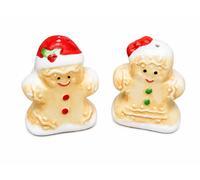Widdop Gingerbread Christmas Salt and Pepper Shakers - Festive Ceramic Gingerbread Man and Woman Design - Seasonal Tableware and Kitchen Accessory