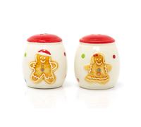 Christmas Gingerbread Salt & Pepper Shakers | White Ceramic Salt And Pepper Pots | Xmas Salt And Pepper Cruet Set