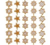 Christmas Gingerbread Snowflake Ornament, 30 PCS Christmas Hanging Snowflakes Decoration Wooden Snowflake Decor for Garlands Fireplace Mantels
