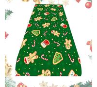 Christmas Gingerbread Table Runner, 33x183 cm Linen Red and White Candy Cane Christmas Table Runner, Christmas Seasonal Kitchen Dinning Table Decoration for Home Party Decoration (Green)
