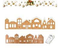 Christmas Gingerbread Village Light-Up Decors, Diy Christmas Gingerbread House Cardboard Kit With Led Light String, Reusable Holiday Interior Decorating Kit For Holiday Home Display