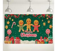Christmas Gingerbread Wall Backdrop, Cute Festive Party Decorations, Merry Holiday Background for Photography, Winter Wonderland Event Supplies 71x43 Inch