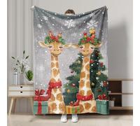 Christmas Giraffe Blanket, Grey Festive Holiday Decor Throw Blanket, Plush Cozy Soft Snuggle Blanket for Sofa, Bed, All Seasons 40x50 Inch