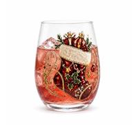Christmas Glass Art Cup, Christmas Themed Pattern Stickers