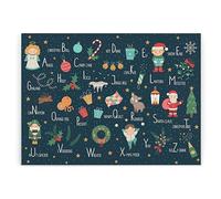 Christmas Glass Chopping Board - Festive Xmas Alphabet Rectangular Large Worktop Protector - Smooth Board Kitchen Cutting Board Worktop Saver with Non-Slip Feet 39cm x 28.5cm (15" x 11")