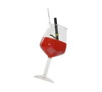 Christmas Glass Ornament, Aperol Spritz Cocktail Design, 14cm Decorative Bauble with Orange Slice and Straw, Cracked Gel Effect Holiday Decoration (Aperol with Straw)