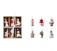 Christmas Glass Ornaments Set, Christmas Tree Hanging Decorations with Snowman House Angel for Elegant Seasonal Decoration and Holiday Use(C)