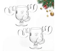 Christmas Glasses National Christmas Holiday, Elk Glasses Christmas, Elk Glasses Christmas Vacation, Christmas Mug, Moose Mug, Decorations, Clear, Coffee, Tea, Drinks