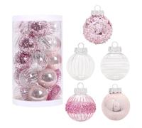 Christmas Glitter Ball Ornaments Baubles Christmas Baubles 6cm Glitter Hanging Ball Ornaments for Tree Holiday Wedding Party Home and Garden Decoration(Pink)