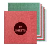 Christmas Glitter Cardstock 12 x 12, Double Sided White/Red/Green Paper for Cricut, Thick Card Stock for Card Making, Scrapbooking, Craft(250Gsm 12Sheets)