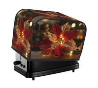 Christmas Glitter Flowers Toaster Cover 2 Slice, Waterproof Bread Machine Covers with Pockets Universal Size Kitchen Small Appliance Cover with Handle, Dust and Fingerprint Protection