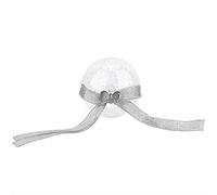 Christmas Glitter Hanging Balls 5 Pack | Transparent Sweet Treat Present Boxes for Tree/Party/Wedding Decorations | Heart & Knot Shapes, Gold or Silver (bow silver)