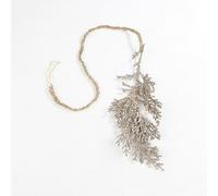 Christmas Glitter Leaves,Sparkly Fake Leaf Pendant,Glitter Artificial Pine Needles,Artificial Flowers Picks for Garden Decoration(Champagne)