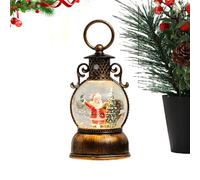 Christmas Globe Lantern, Retro Lighted Snow, Holiday Ornament for Season, Lightweight with Glitter Swirl, Elegant Winter Santa Scene for Mantel Dining Room or Under Tree, Friends 3.23x3.23x7.48 Inches
