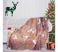 Christmas Glow in The Dark Blanket, 59×51 Inch Soft Flannel Fleece All Season Throw Blanket with Cute Pattern for Kids (Red-Deer)