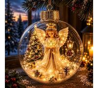 Christmas Glowing Story Ornament with Warm White LED Mini Scene，Angel