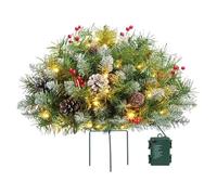 Christmas Glowing Tree Planter Filler Holiday Outdoor Decorations Lighted Faux Xmas Trees With Tripod Stake Artificial Flowers for (Green, 55X45cm)