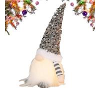 Christmas gnome - 30 cm with sequins plush figure, battery operated illuminated gnome for Thanksgiving, Easter, birthday, home, workplace, bookcase, kitchen, fireplace, apartment