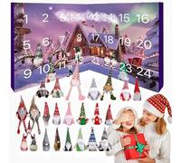Christmas Gnome Advent Calendar 2024,Gonk Advent Calendar 2024 with 3 Led Glowing Gnomes,Lighted Gnome Advent Calendar 2024,24 Pieces Gnomes Christmas Decorations Countdown to Christmas (D)