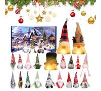 Christmas Gnome Advent Calendar 2024,Light up gonk Advent Calendar 2024 with 3 Led Glowing Gnomes,Lighted Gnome Advent Calendar 2024,24 Pieces Gnomes Christmas Decorations Countdown to Christmas