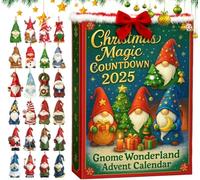 Christmas Gnome Advent Calendar 2025, 24 Days Christmas Countdown Calendar with 30 Gnomes Acrylic Pendants, Gnome Wonderland Advent Calendars, Countdown Decor Gift