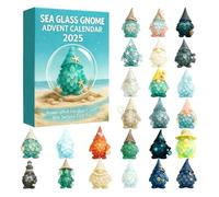 Christmas Gnome Advent Calendar 2025, Sea Glass 24 Days Christmas Countdown Calendar with 2D Acrylic Gnome Ornaments, Xmas Advent Calendar Holiday Festival Xmas Countdown Decor Gift (1 pcs)