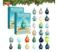Christmas Gnome Advent Calendar 2025,Sea Glass Gnome Advent Calendar, Sea Glass 24 Days Christmas Countdown Calendar with 2D Acrylic Gnome Ornaments, Festival Xmas Countdown Decor Gift (2pcs)