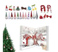 Christmas Gnome Calendar, Festive Ornaments Collection, Holiday Countdown Display, 8.27x1.77 inches Dwarf Doll Decorations, Twenty Four Day Timer For Kids Adults Centerpiece Desktop Mantel Tree