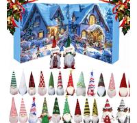 Christmas Gnome Countdown Calendar 2025, Gonks Advent Calendar with 24 Gnome Ornaments, 24 Days Countdown to Christmas Ornament Dwarf Doll Collectible Toy Figures Gift for Kids (D)