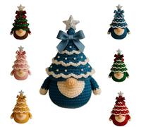 Christmas Gnome Crochet Kit for Beginners - All Inclusive DIY Craft Kit with Yarn, Hook, Ornaments & Easy Pattern, Make Your Own Festive Tree Decoration (Blue)