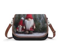 Christmas Gnome Crossbody Bags for Women Vegan Leather Handbags with Adjustable Strap Trendy Medium Shoulder Bag Lightweight Travel Saddle Bag Little Purse Wallet
