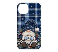 Christmas Gnome Cute Cozy Coffee Knitted Blue Tartan Plaid Case for iPhone 13