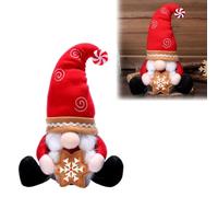 Christmas Gnome Decoration, Nordic Red Gnome Santa Figurine, Tomte Swedish Elf Ornament with Tree/Snowflake for Kitchen Tiered Tray, Home Decor