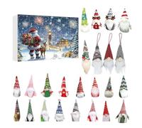 Christmas gnome decoration, plush 28 x 25 cm, , 24 pieces, countdown Christmas decoration with pendant figures, festive gnome, for children, teenagers, adults, seasonal decoration for