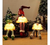Christmas Gnome Decoration Set of 3, Christmas Gonks Gnomes Plush Swedish, Christmas Gonks Light Up Ornaments, Gnome Christmas Jumper Large Grey Pink, UK Christmas Elves Xmas Decorations with Legs