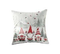 Christmas Gnome Decorative Pillow Cushion Cover, Winter Scene Design, 45 x 45 cm, Single-Sided Print Insert Not Included