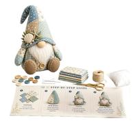Christmas Gnome DIY Patchwork Sewing Kit Pre Cut Fabric Dwarf Quilting Craft Set Beginner Handmade Xmas Home Decor Kit for Adult Hobby Weekend Craft Project Holiday Decorations (Ocean)