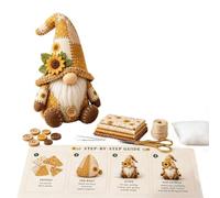 Christmas Gnome DIY Patchwork Sewing Kit Pre Cut Fabric Dwarf Quilting Craft Set Beginner Handmade Xmas Home Decor Kit for Adult Hobby Weekend Craft Project Holiday Decorations (Sunflower)