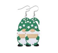 Christmas Gnome Earrings Wooden Cute Christmas Dwarfs Earrings Snowflake Heart Gift Box Christmas Tree Candy Cane Santa Hat Gnome Earrings Xmas New Year Christmas Festival Jewelry Gifts, Wood, No
