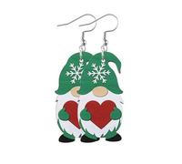 Christmas Gnome Earrings Wooden Cute Christmas Dwarfs Earrings Snowflake Heart Gift Box Christmas Tree Candy Cane Santa Hat Gnome Earrings Xmas New Year Christmas Festival Jewelry Gifts, Wood, No