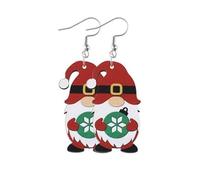 Christmas Gnome Earrings Wooden Cute Christmas Dwarfs Earrings Snowflake Heart Gift Box Christmas Tree Candy Cane Santa Hat Gnome Earrings Xmas New Year Christmas Festival Jewelry Gifts, Wood, No