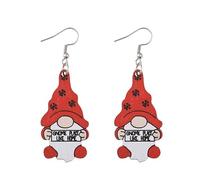 Christmas Gnome Earrings Wooden Cute Christmas Dwarfs Earrings Snowflake Heart Gift Box Christmas Tree Candy Cane Santa Hat Gnome Earrings Xmas New Year Christmas Festival Jewelry Gifts, Wood, No