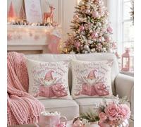Christmas Gnome Gift Box Quote Throw Pillow Covers 16x16 Set of 2