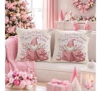 Christmas Gnome Gift Box Quote Throw Pillow Covers 20x20 Set of 2