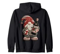 Christmas Gnome Holding Wine Bottle Patch Zip Hoodie